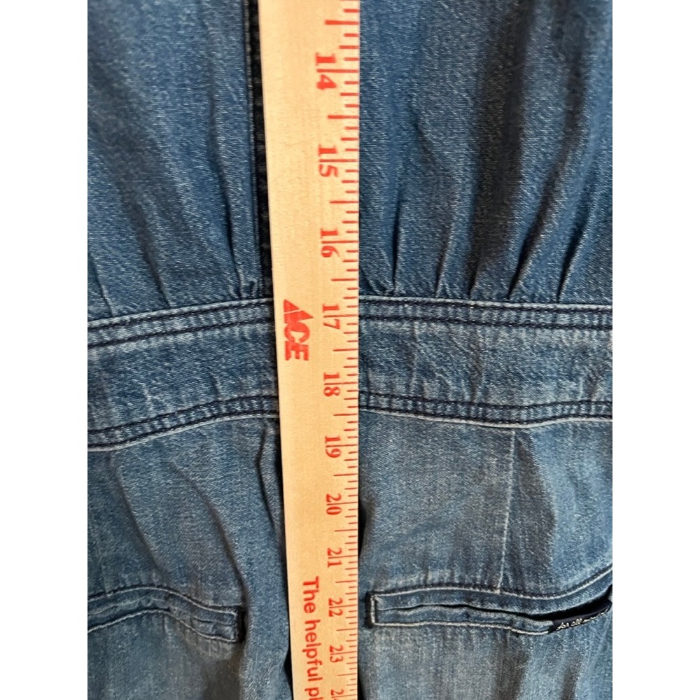 Vintage 7 For All Mankind Denim Jumpsuit Cropped Wide Leg Belted Short Sleeve S - Picture 15 of 16